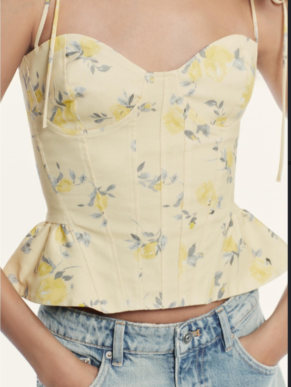 Zara Floral  Corset Peplum Top
